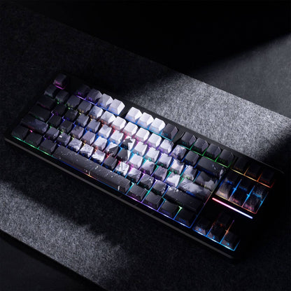 YMDK Black Wu Ink Style Keycaps Full Set 134 Keys Creative Minimalist Custom Keycap PBT Cherry Profile Sidelit Dye Sub key Caps for MX Mechanical Keyboard