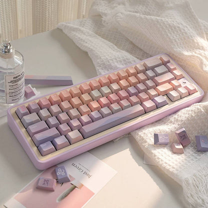 YMDK Dopamine Theme Keycaps Full Set 129 Keys PBT Dye Sub Cherry Profile Keycap for MX Mechanical Keyboard