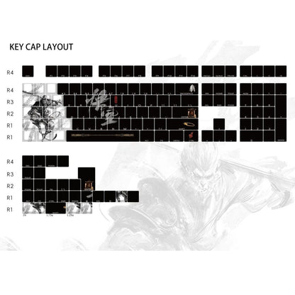 YMDK Wukong Monkey Theme Keycap 130 Key Side Print Light Transmitting PBT Dye Sublimation for Mechanical Keyboard