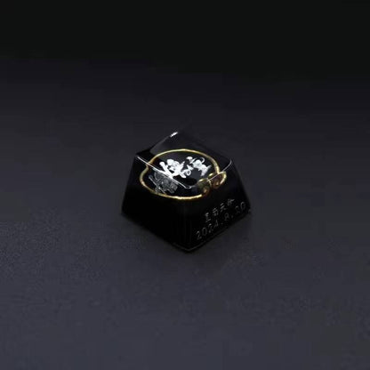 YMDK Headband Personality Keycaps Creative Translucent Handmade Resin Key Caps 3D Printing for MX Mechanical Keyboard