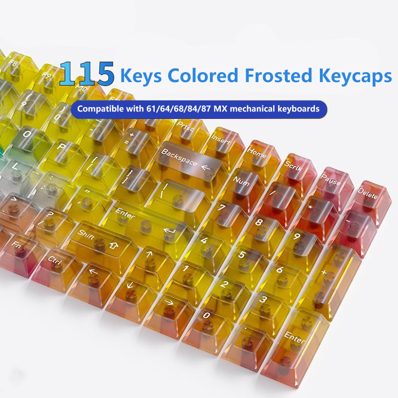 YMDK 115 Keycaps Milk Grapes Jelly Cola Color Gradient Frosted Cherry Profile Shine Through PC Keycaps for 61/64/68/84/87/96/104/108 MX Mechanical Keyboard