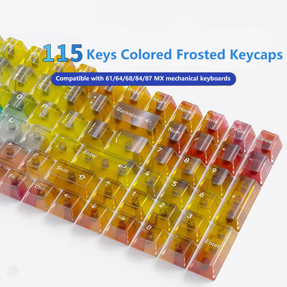 YMDK 115 Keycaps Milk Grapes Jelly Cola Color Gradient Frosted Cherry Profile Shine Through PC Keycaps for 61/64/68/84/87/96/104/108 MX Mechanical Keyboard