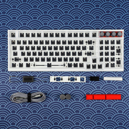 GK980 Plastic Triple-Mode 4 Knobs Gasket RGB Hot Swappable Macro Programmable Bluetooth Wired 2.4G Mechanical Keyboard  Kit