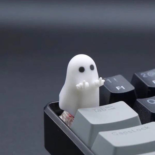 YMDK Rude Little Ghost Personality Keycaps Cute Novel Homemade Key Caps Resin Keycap for MX Mechanical Keyboard