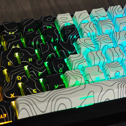 YMDK Contour Line Theme Cherry Profile Keycaps Dye Sub Set PBT Material Keycap for Mechanical keyboard 61 87 108