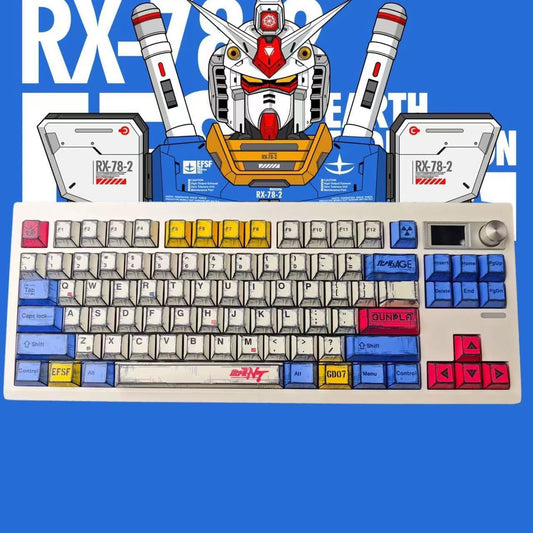 YNDK Retro Comic Gundam Theme Keycaps Full Set 127 Keys Manga Anime Cherry Profile PBT Dye Sub for MX Mechanical Keyboard