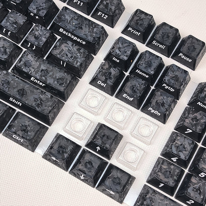 YMDK Carbon Fiber Texture 119 Key Side Printed Shine Through Keycaps for 61/64/68/84/87/96/108-Key MX Mechanical Keyboards