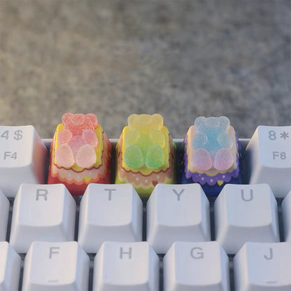 YMDK Gummy Bear Keycaps Personalized Keycaps Creative Cute Keycaps Handmade Resin Keycaps for MX Mechanical Keyboard