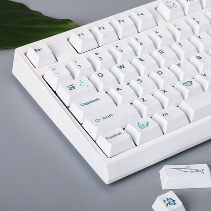 YMDK White Ocean Full Set Keycaps 128 keys Creative Minimalist Custom Keycap Cherry Profile PBT Dye Sub key Caps for MX Mechanical Keyboard