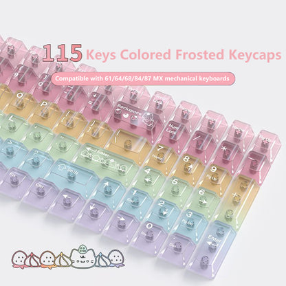 YMDK 115 Keycaps Milk Grapes Jelly Cola Color Gradient Frosted Cherry Profile Shine Through PC Keycaps for 61/64/68/84/87/96/104/108 MX Mechanical Keyboard