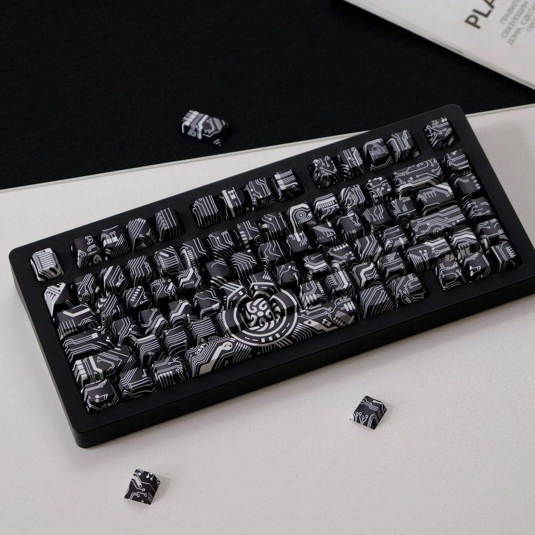 YMDK 131 Keys Circuit Diagram Theme Keycaps Sidelit Cherry Profile PBT Dye Sub Custom Keycap for 61/64/68/84/87/96/108 MX Mechanical Keyboards