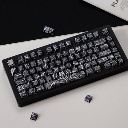 YMDK 131 Keys Circuit Diagram Theme Keycaps Sidelit Cherry Profile PBT Dye Sub Custom Keycap for 61/64/68/84/87/96/108 MX Mechanical Keyboards