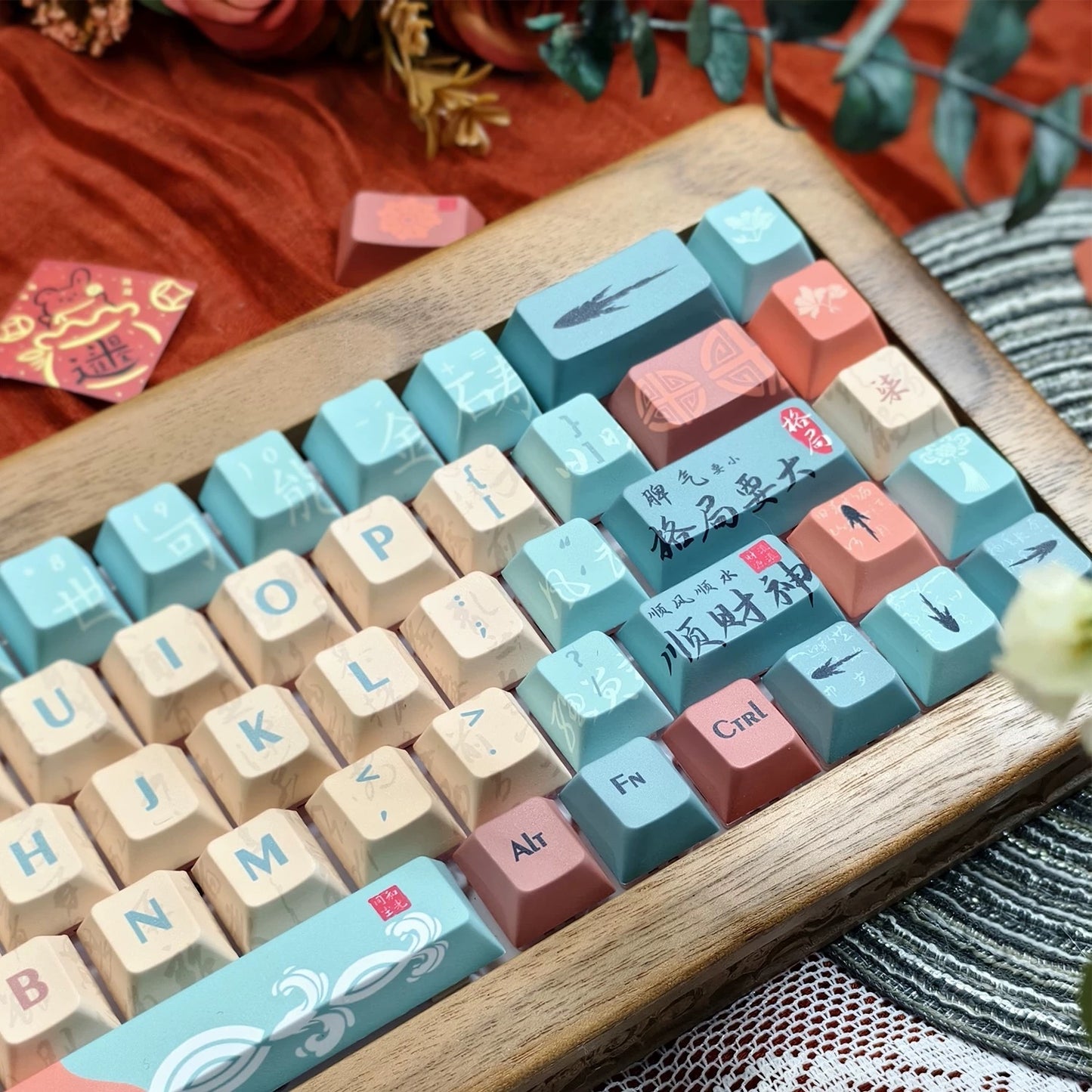 YMDK Yearning Theme Keycaps Full Set 129 Keys Cherry Profile PBT Dye Sub Keycap for MX Mechanical Keyboard