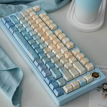 YMDK Green Water Theme Keycaps Full Set 137 Keys Sidelit Cherry Profile PBT Dye Sub Keycap for MX Mechanical Keyboard