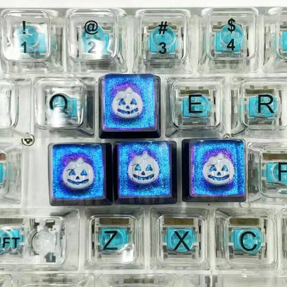 YMDK Halloween Pumpkin Bats Spiders Ghosts Personalized Keycap Graffiti Color Change Creative Key Cap Resin for Mechanical Keyboard