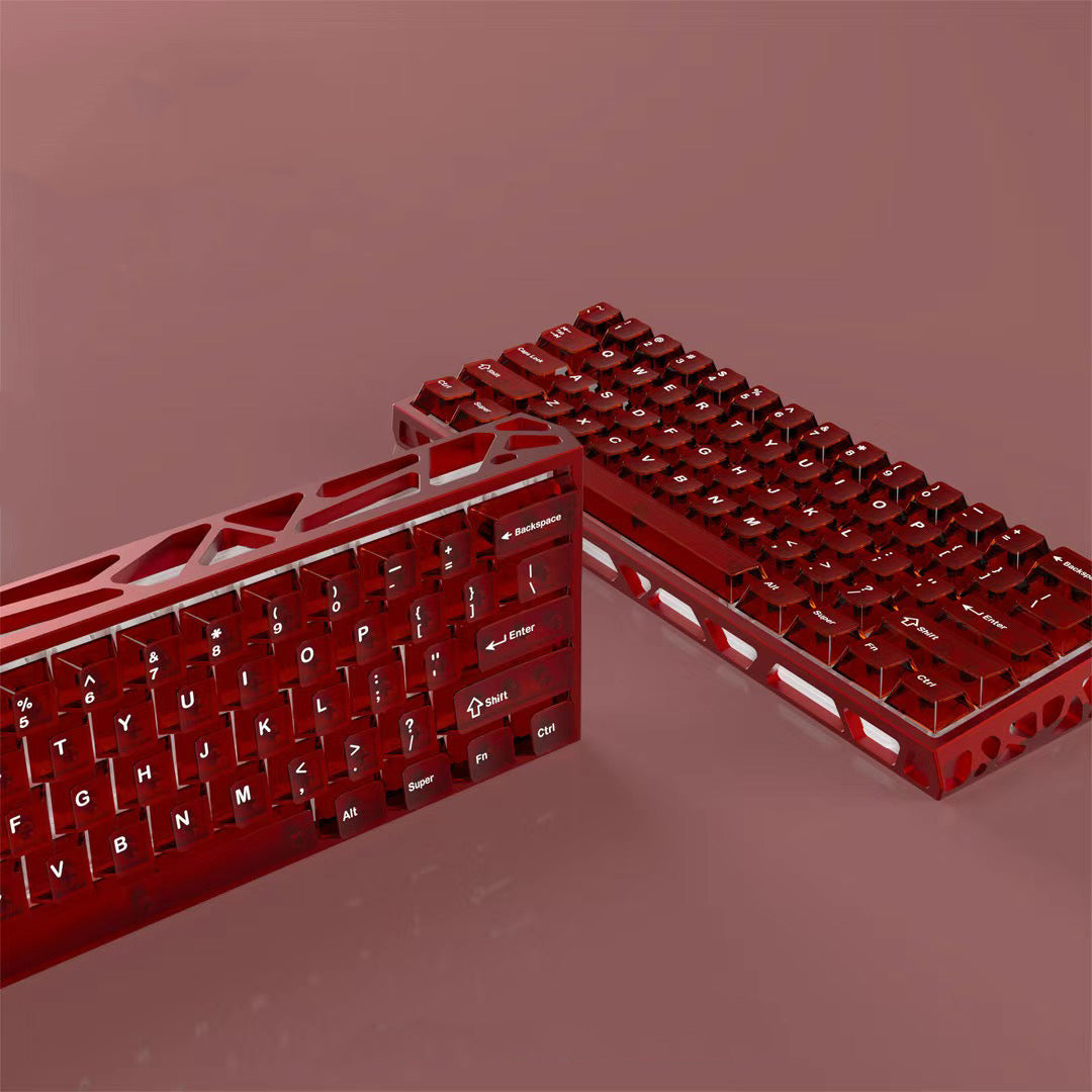 YMDK Transparent Frosted Keycaps 132 Keys Cherry Profile PC Shine Through Keycap for 61/64/87/104/108 MX Mechanical Keyboards Wooting