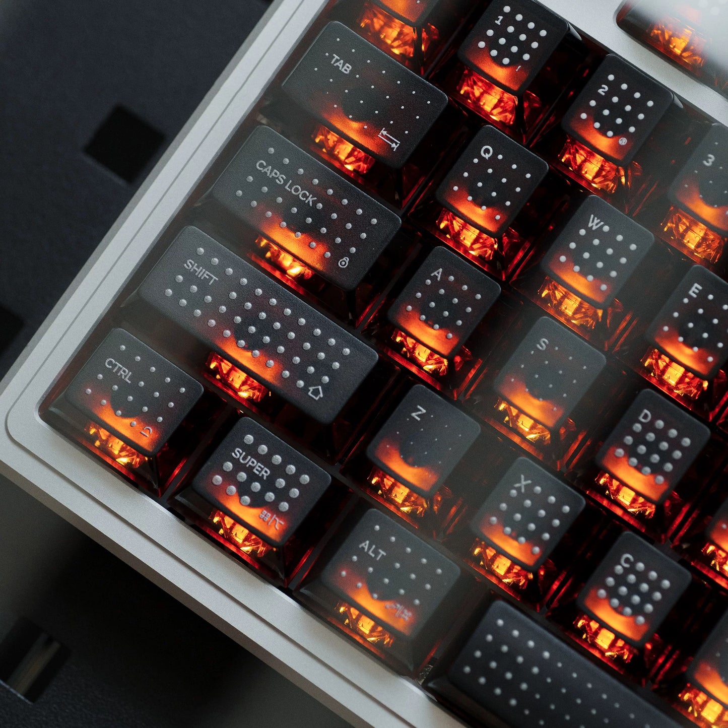 YMDK Polka Dot 142 keys Keycaps Black Frosted Shine Through Cherry Profile PC UV Print Keycap for 61/68/84/87/98/104/108 MX Mechanical Keyboard
