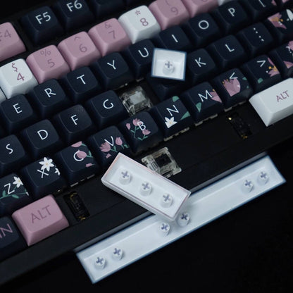 YMDK Flower Language Theme Keycaps Full Set 127 Keys XDA Profile PBT Dye Sub Keycap for MX Mechanical Keyboard