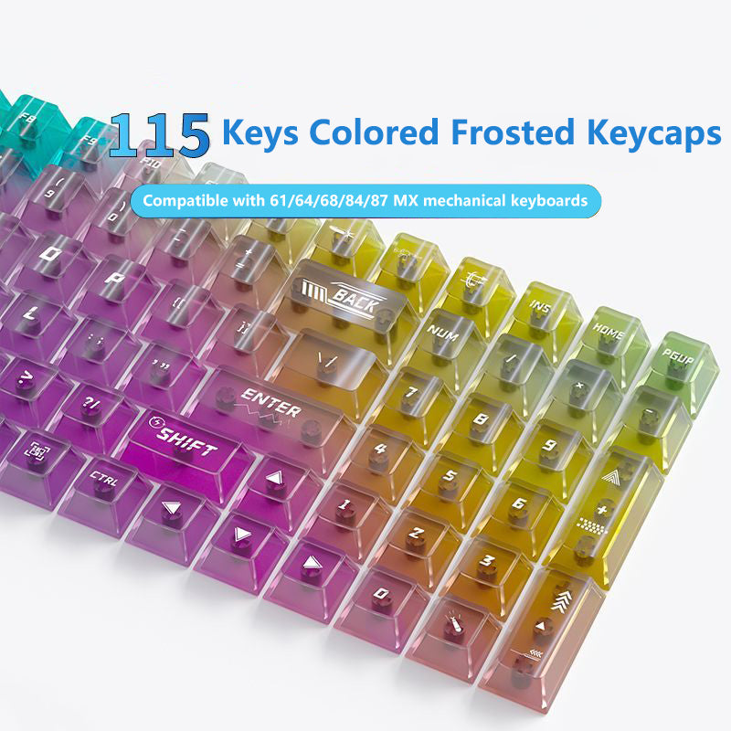 YMDK 115 Keycaps Milk Grapes Jelly Cola Color Gradient Frosted Cherry Profile Shine Through PC Keycaps for 61/64/68/84/87/96/104/108 MX Mechanical Keyboard