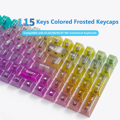 YMDK 115 Keycaps Milk Grapes Jelly Cola Color Gradient Frosted Cherry Profile Shine Through PC Keycaps for 61/64/68/84/87/96/104/108 MX Mechanical Keyboard