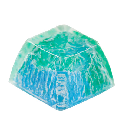 YMDK Novelty Artisan Keycap Resin Spring Scenery Gold Green Mountain Shine Through Similar SA Profile Keycaps For Cherry MX Mechanical Gaming Keyboard