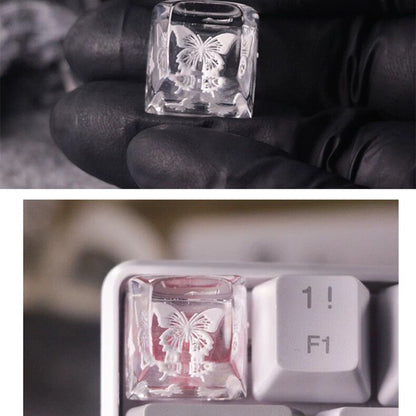 YMDK Butterfly Personalized Keycap SA Profile Resin Light Transmitting for MX Switches Mechanical Keyboard