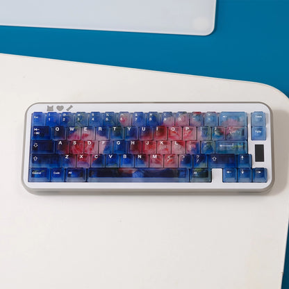YMDK 121 Keys Frosted Clear Rose Sorrow Starry Sky Theme PC Cherry Profile PC Shine Through Keycaps for MX Mechanical Keyboard