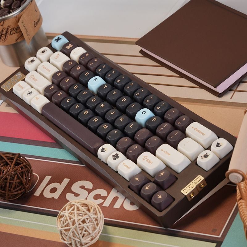 YMDK 129 Keys Brown Sugar Bobo Theme Keycaps MOA Profile PBT Dye Sub Custom Keycap for 75/87/98/104/108 Layout MX Mechanical Keyboard