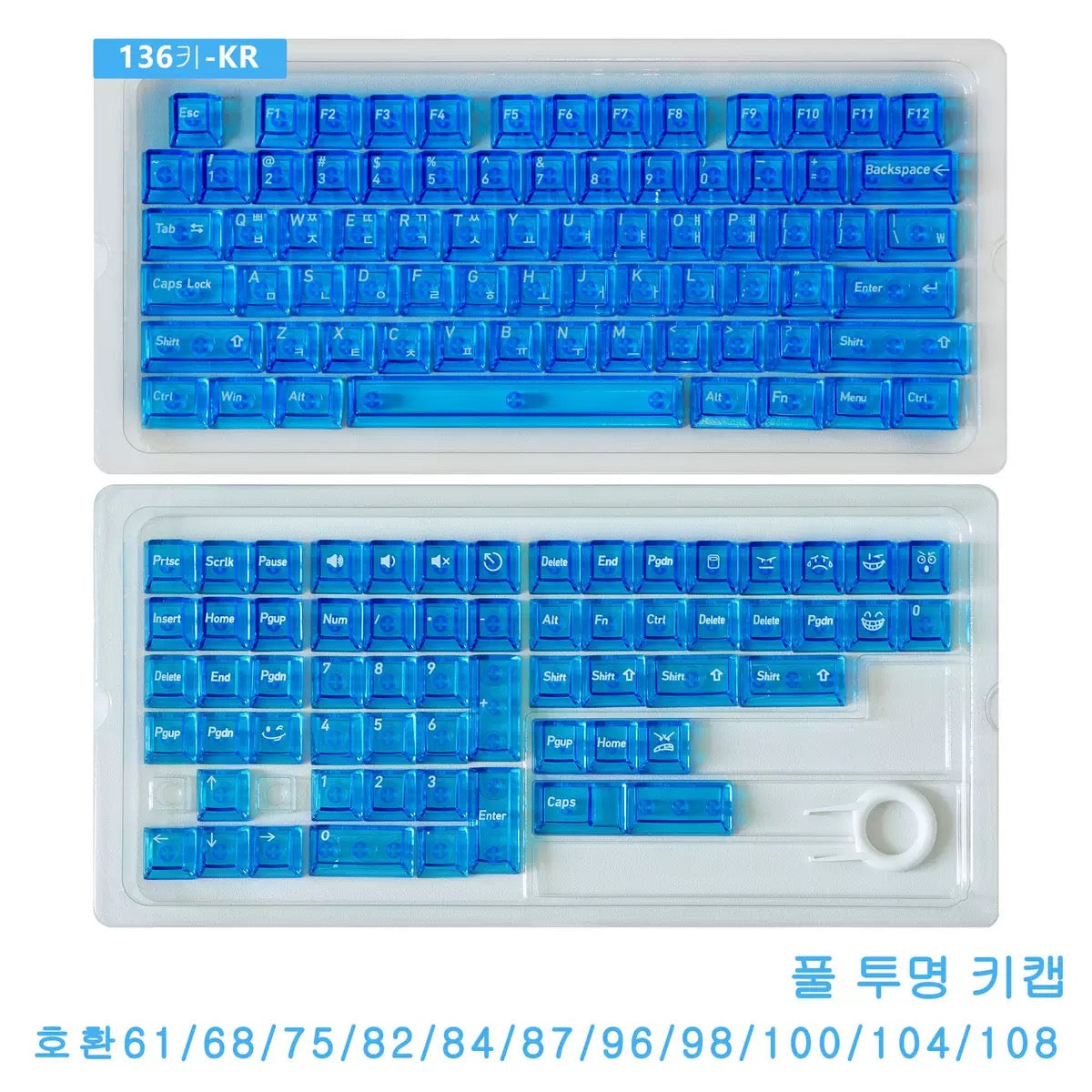 136 Keys English Korean Russian Japanese Shine Through PC Top Print Cherry Profile Color Keycaps for 61/68/84/104/108 MX Mechanical Keyboards