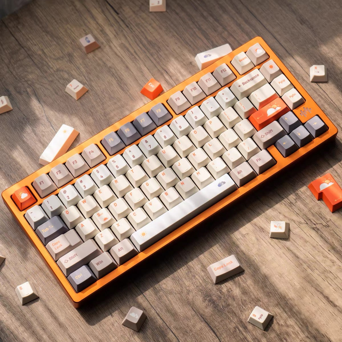 YMDK Weather Theme 143 Keys PBT Dye-Sub Keycaps Set for 61/84/87/104/108 MX Mechanical Keyboards