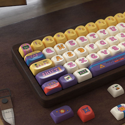 YMDK American Retro Keycaps SOA Cherry Profile Five-sided Dye Sublimation PBT Round Cute keycap for MX 61/68/87/98/104 MX Mechanical Keyboards