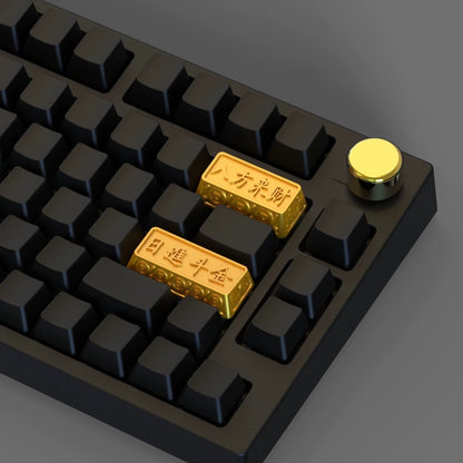 YMDK 1pcs Esc 1u Enter 2.25u Backspace 2u Gold Fortune Themed Personalized Electroplated Zinc Alloy Keycap for MX Mechanical Keyboard