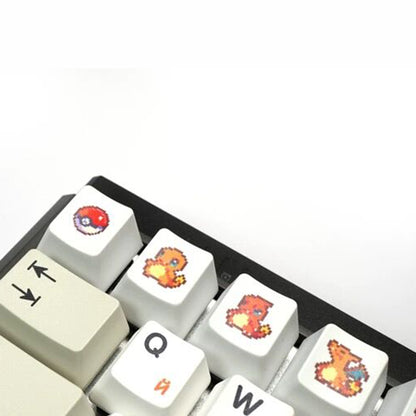 YMDK Pixel Style Theme Keycaps Cute Cartoon Pet Elf Personality Key Cap Dye Sublimation PBT OEM Profile R4 for Mechanical Keyboard