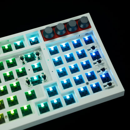 GK980 Plastic Triple-Mode 4 Knobs Gasket RGB Hot Swappable Macro Programmable Bluetooth Wired 2.4G Mechanical Keyboard  Kit
