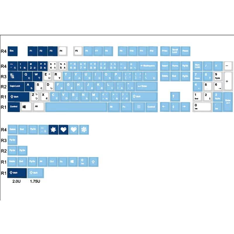 YMDK Snow Girl Clear Sky Theme Keycap Full Set 130 Keys Japanese PBT Cherry Profile Dye Sub Keycap for MX Mechanical Keyboard