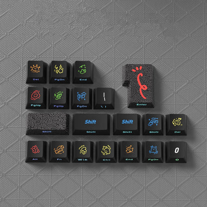 YMDK Graffiti Black Color 128 Keycaps Sidelit Cherry Profile PBT Dye-Sub Keycap for 61/84/87/104/108 MX Mechanical Keyboards