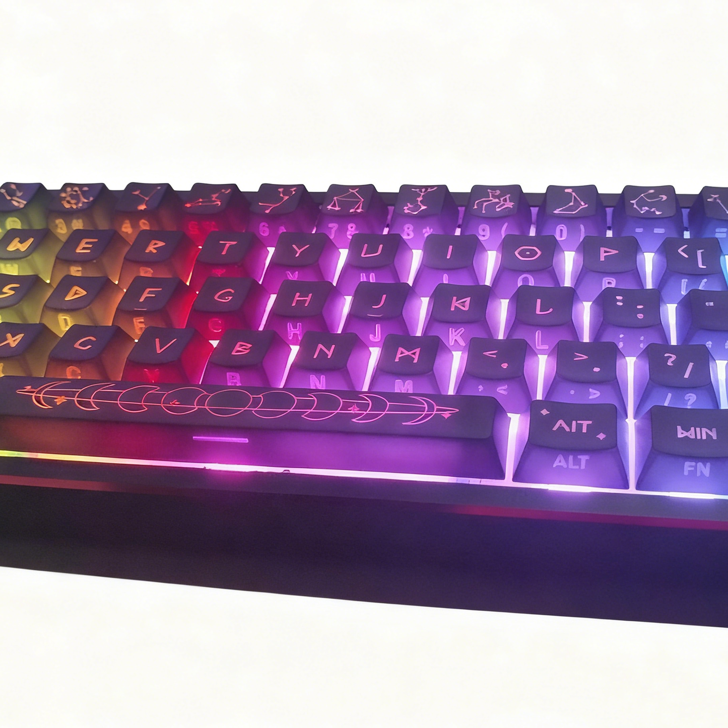 YMDK 126 Keys Star Trail Theme Black Gold Cherry Profile PBT Sidelit Dye Sub Keycaps for 61/64/68/84/87/96/108 MX Mechanical Keyboard