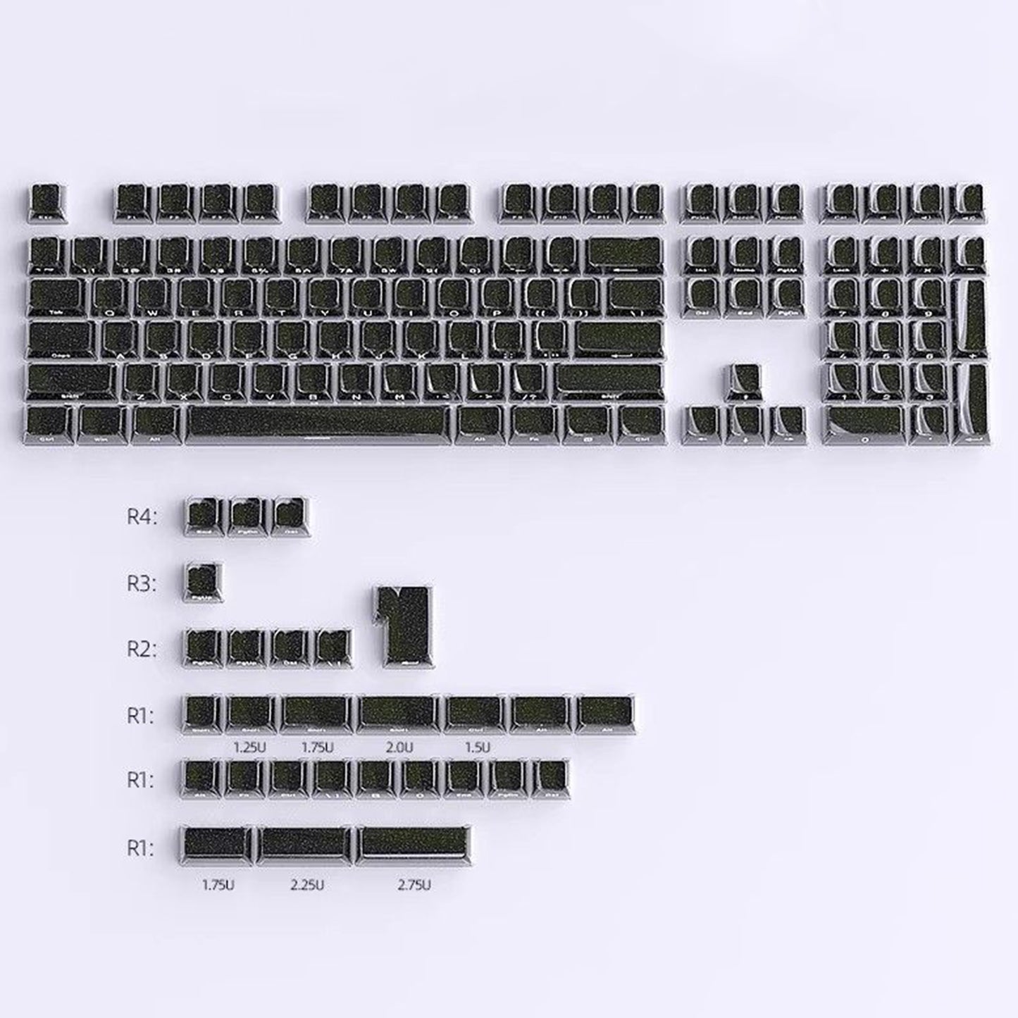 YMDK 136 Keys Jelly Black Double-shot PC Material OEM Profile Top Side Print Keycaps for 61/68/84/104/108 MX Mechanical Keyboard