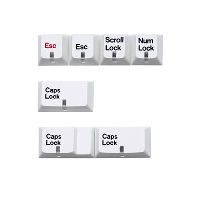 YMDK 7 Keys Cherry Profile Indicator Lamp Cap White Black Caps Lock/Num/Esc PBT Dye Sub Top Print Keycaps for MX Mechanical Keyboard