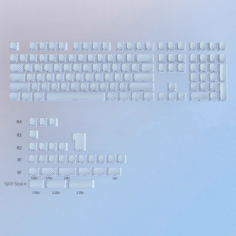 YMDK Demon Wave Blue, White, Pink, Purple Keycaps OEM Side-Printed 136 Key PC Shine Through for 61/64/68/84/87/96/108 Mechanical Keyboards