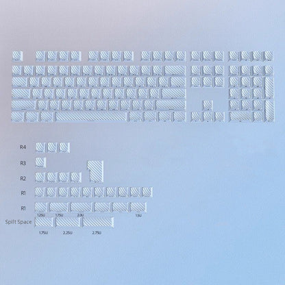 YMDK Demon Wave Blue, White, Pink, Purple Keycaps OEM Side-Printed 136 Key PC Shine Through for 61/64/68/84/87/96/108 Mechanical Keyboards