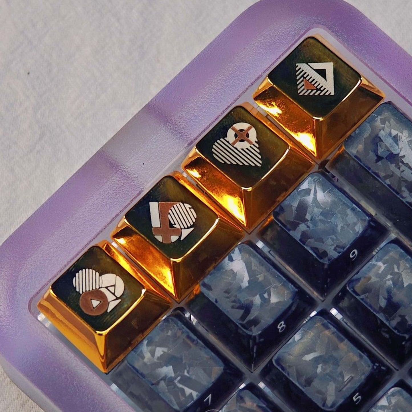 YMDK Metal Gold Playing Card Themed Cool Poker Unique Arrow Keys Enter 2.25u Personalized Cherry Keycaps for MX Mechanical Keyboards