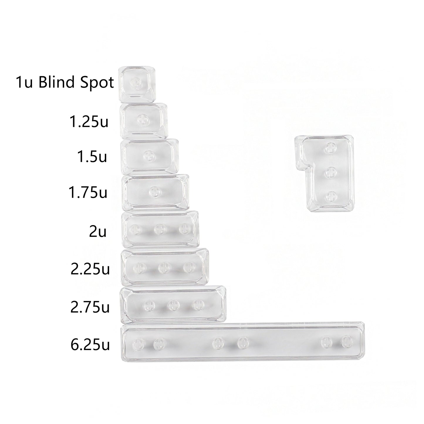 YMDK White Clear Blank Keycaps MOA Profile Modifier Blind Spot ISO Enter Space Shift Keys 1.25u 1.5u 1.75u 2u 2.25u 2.75u 6.25u DIY