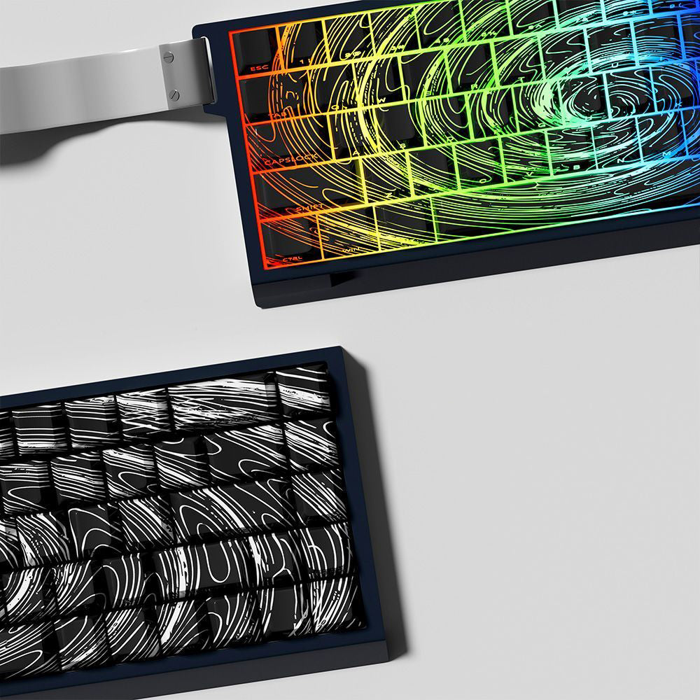 YMDK Lightning 140 Key Keycaps Side-lit PBT+PC Cherry Profile Five-sided Dye Sub Shine Through Custom Keycap for MX Mechanical Keyboard 61/64/68/84/87/100/104/108 Layout