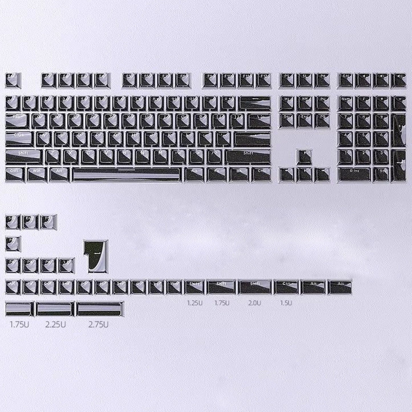 YMDK 136 Keys Jelly Black Double-shot PC Material OEM Profile Top Side Print Keycaps for 61/68/84/104/108 MX Mechanical Keyboard