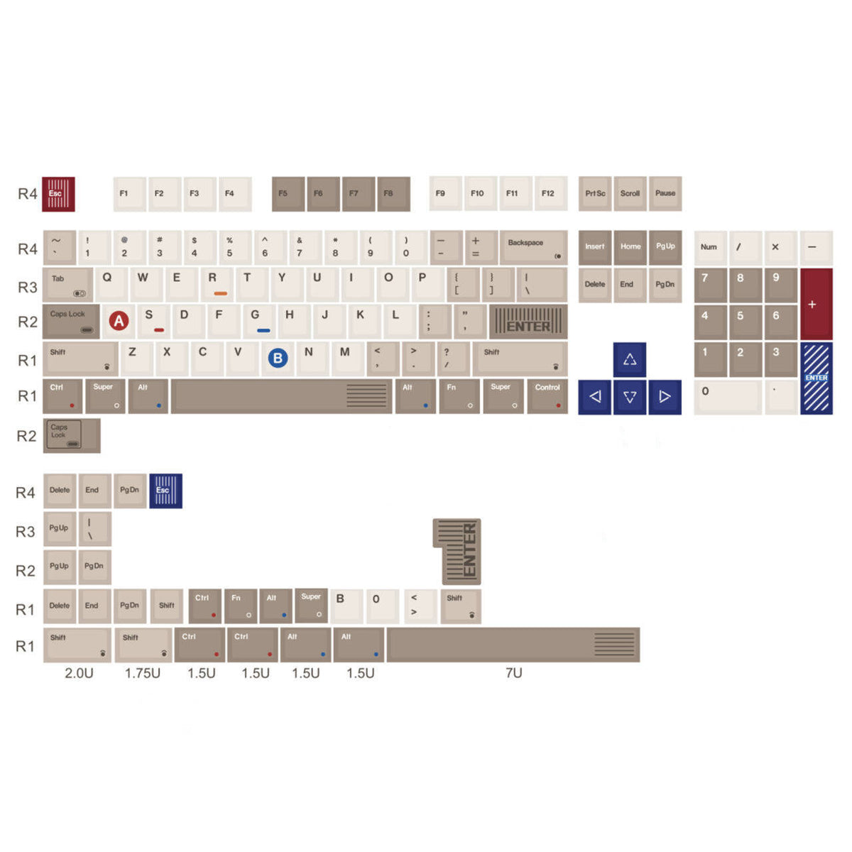 YMDK 133 Keys 1989 Dye Sub PBT Cherry Profile Top Print Keycap for 61 68 75 84 87 96 104 108 MX Mechanical Keyboard Layout
