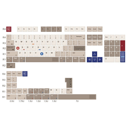 YMDK 133 Keys 1989 Dye Sub PBT Cherry Profile Top Print Keycap for 61 68 75 84 87 96 104 108 MX Mechanical Keyboard Layout