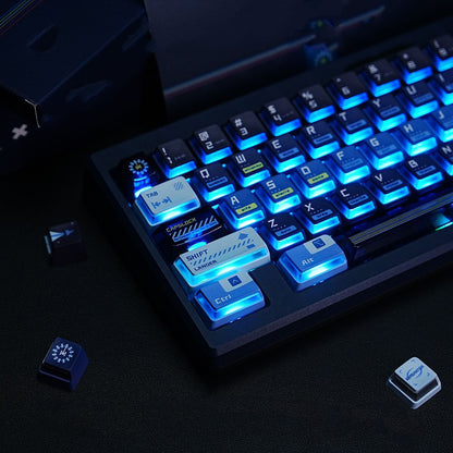 YMDK Future Theme Keycaps  PBT PC Transparent Dye Sublimation Cherry Profile Key capfor Mechanical Keyboard