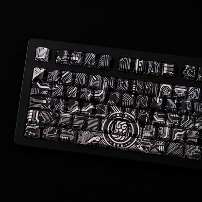 YMDK 131 Keys Circuit Diagram Theme Keycaps Sidelit Cherry Profile PBT Dye Sub Custom Keycap for 61/64/68/84/87/96/108 MX Mechanical Keyboards