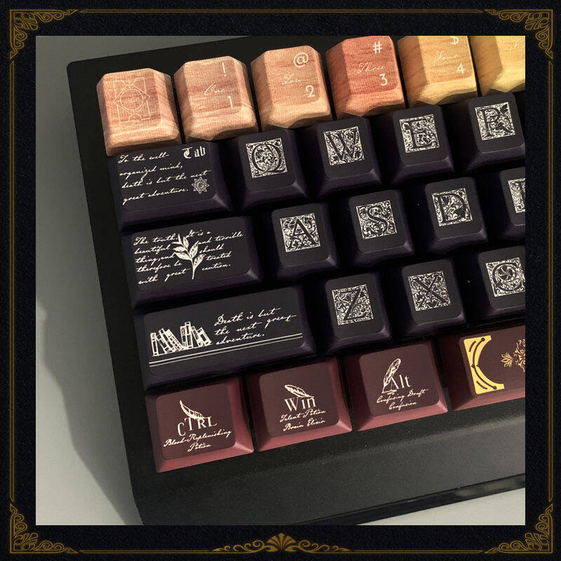 YMDK Night Demon Full Set Keycaps Cherry Profile PBT Sub Keycap for MX Mechanical Keyboard